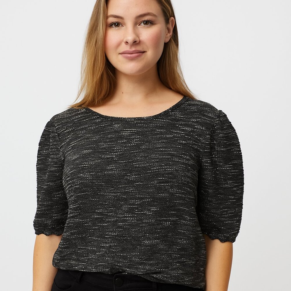 🔥 🔥 Fall Sale! Ann Taylor Black & Grey Twirl Blouse Lace Detail Sleeves